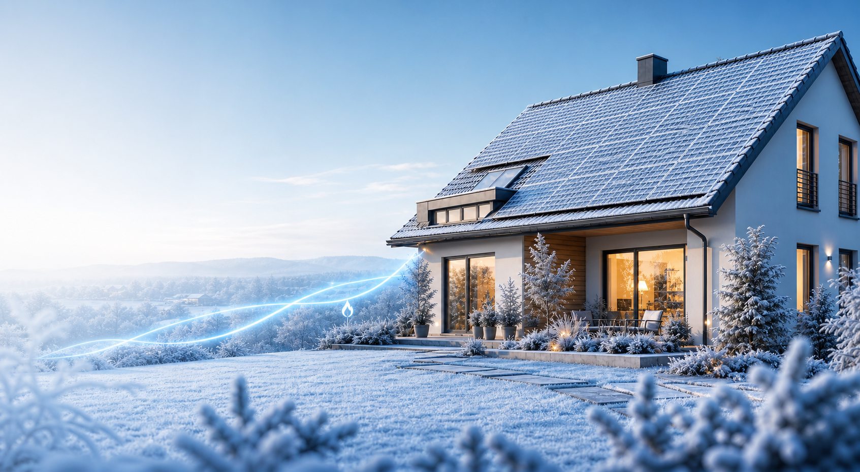 Winterliches Haus als Hero-Bild für Gaspreisvergleich